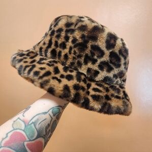 Faux Fur Animal Print Festival Bucket Hat